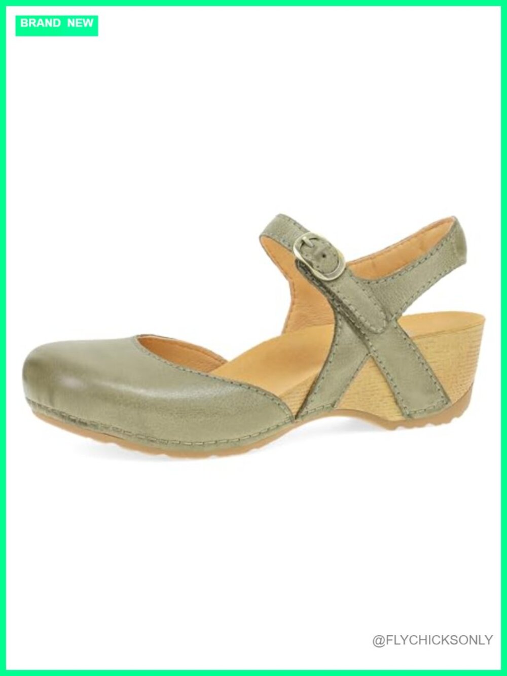 Dansko Tiffani Leather Wedge Sandal Hook & Loop Adjustable Comfort